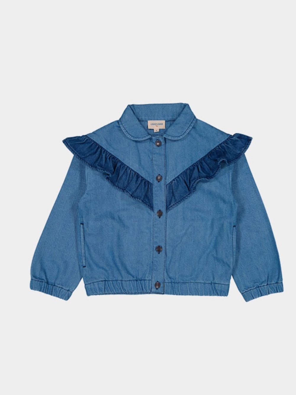Louis Louise Girls Ruffle Shacket Size 10 Blue Denim Jacket Girls